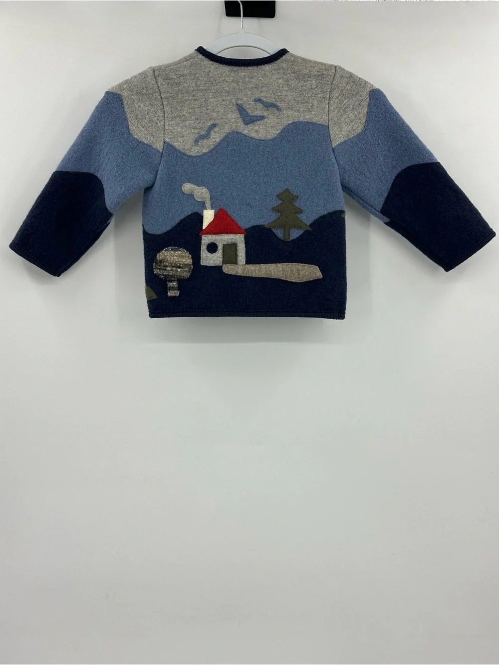 Vintage Lands' End Kids Scenic Wool Knit Cardigan Jacket